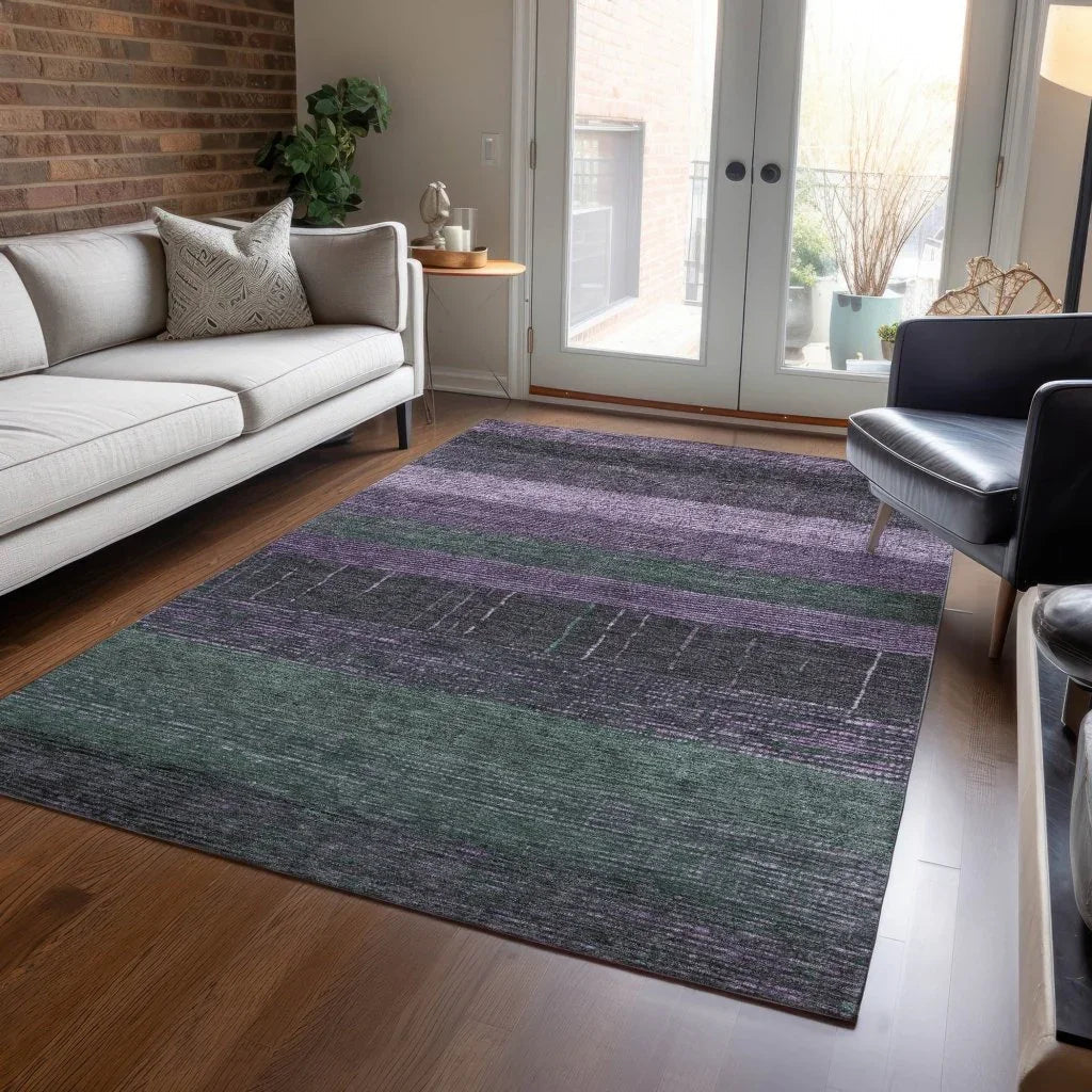 LOOMLAN Rugs Keshira Purple Washable Indoor-Outdoor Rug