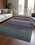 LOOMLAN Rugs Keshira Purple Washable Indoor-Outdoor Rug