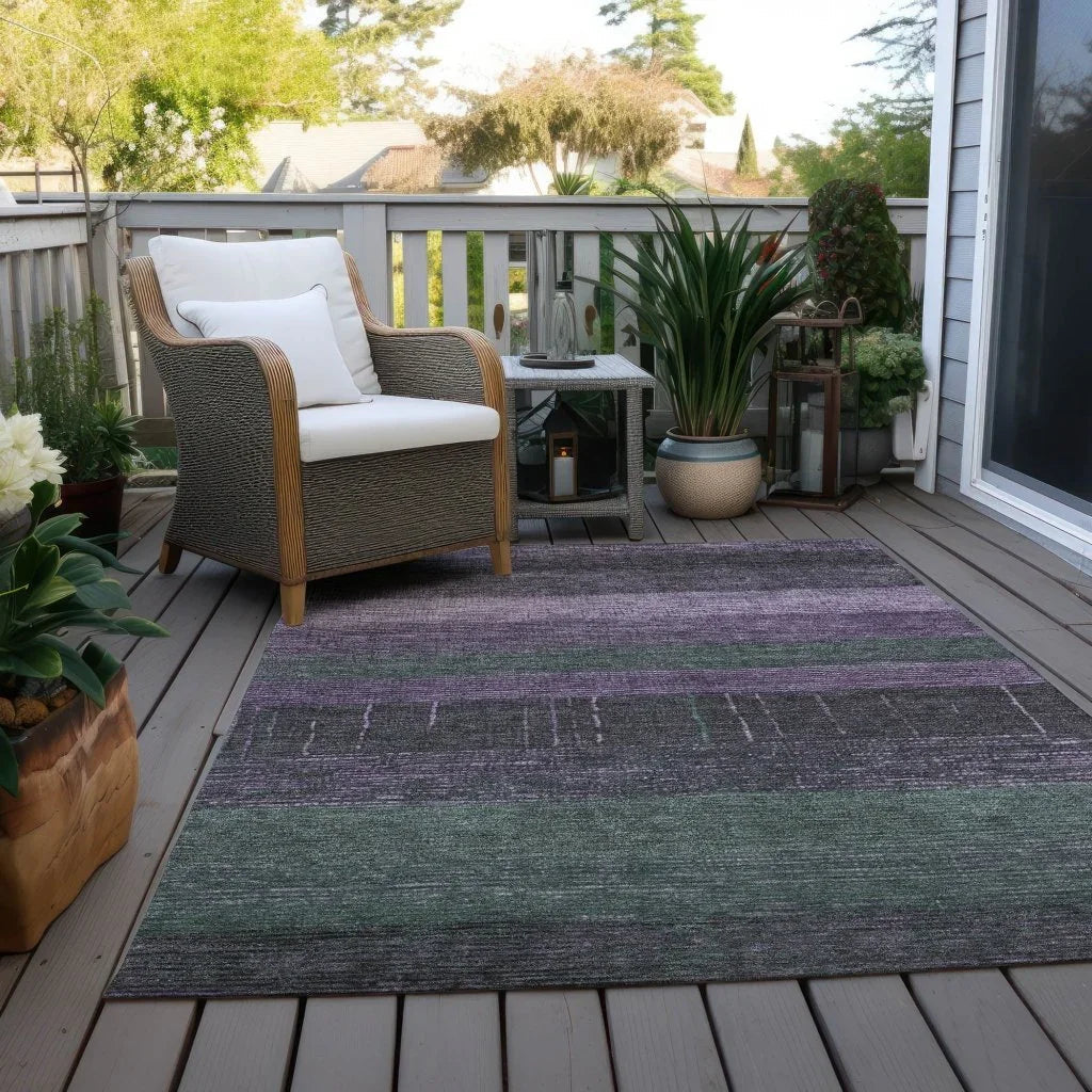 LOOMLAN Rugs Keshira Purple Washable Indoor-Outdoor Rug