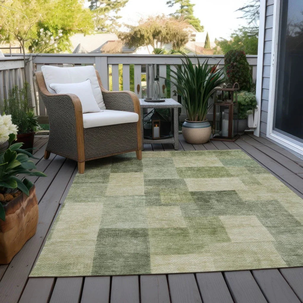 LOOMLAN Rugs Kiva Green Washable Indoor-Outdoor Rug