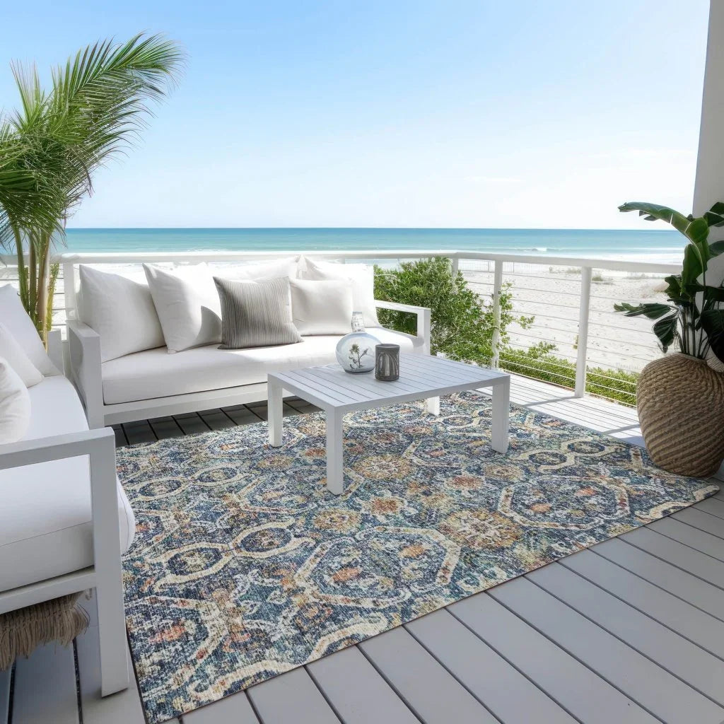 LOOMLAN Rugs Knotra Blue Washable Indoor-Outdoor Rug