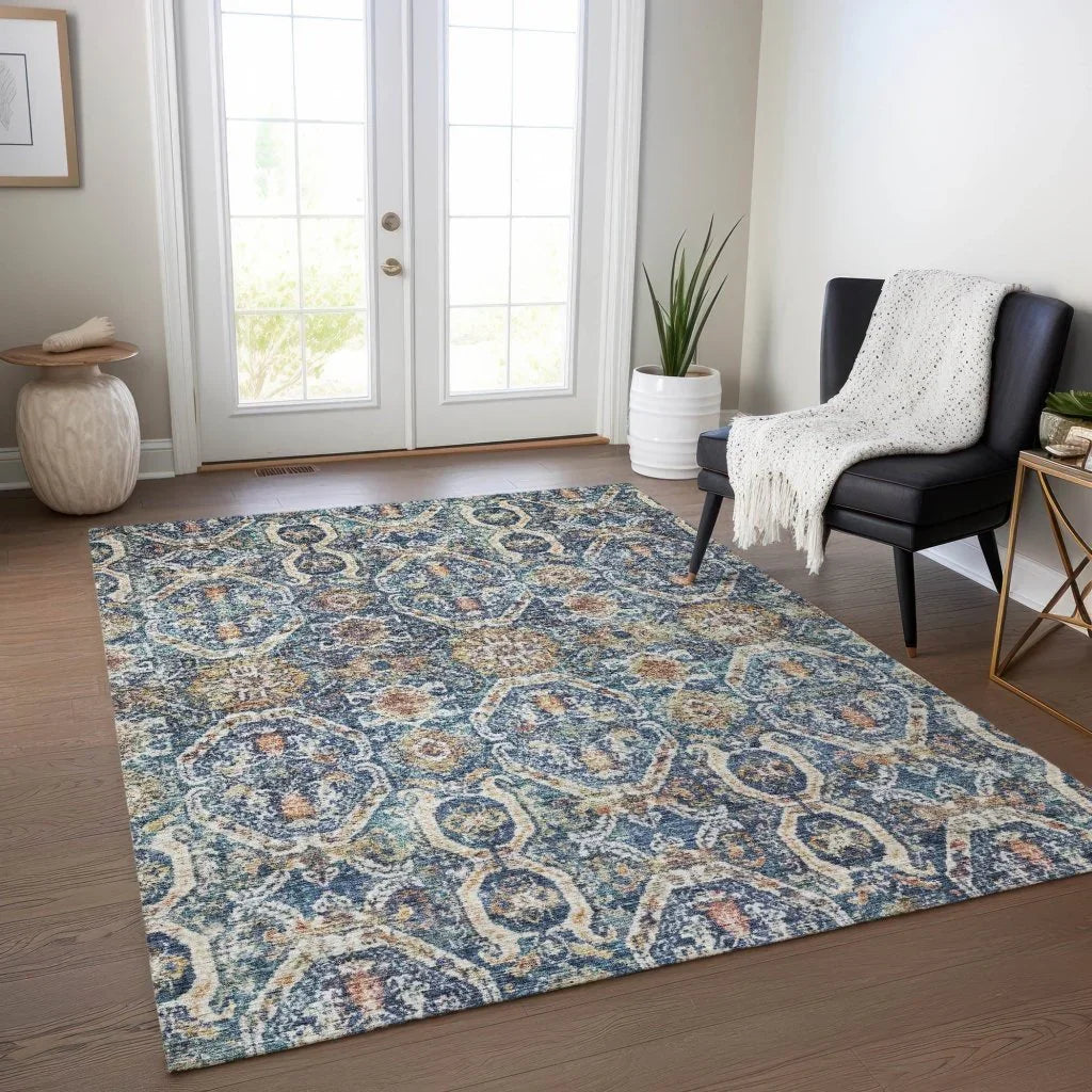LOOMLAN Rugs Knotra Blue Washable Indoor-Outdoor Rug