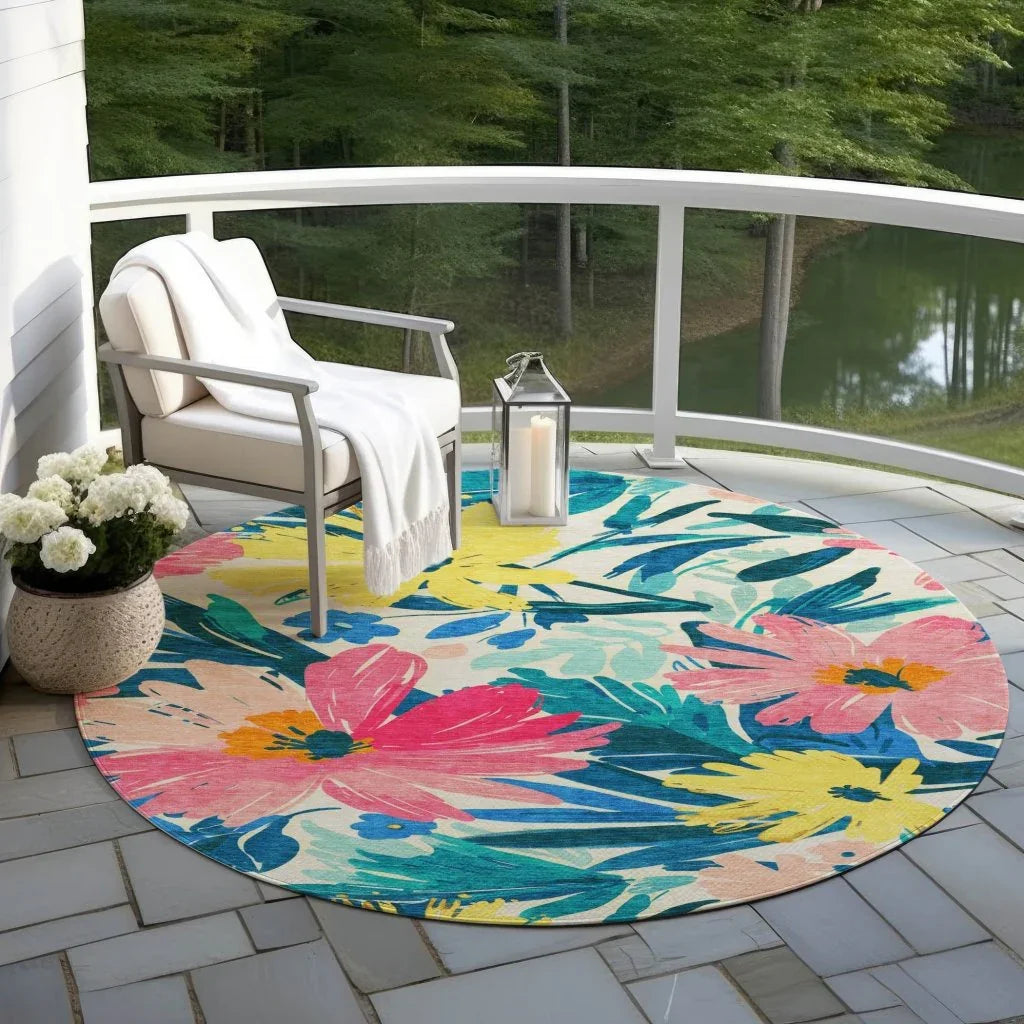 LOOMLAN Rugs Knottia Pink Washable Indoor-Outdoor Rug