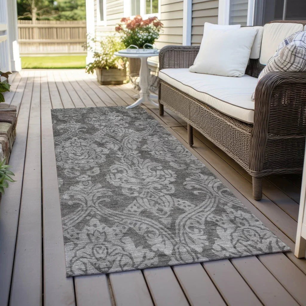 LOOMLAN Rugs Krymera Gray Washable Indoor-Outdoor Rug