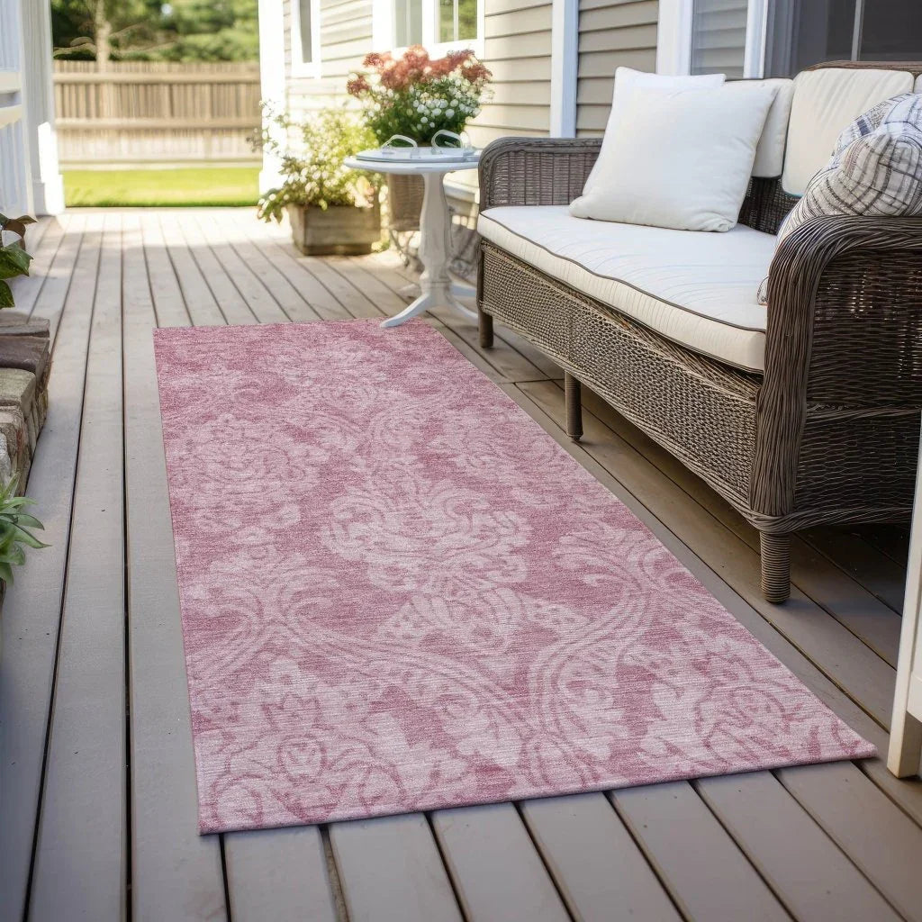 LOOMLAN Rugs Krymera Pink Washable Indoor-Outdoor Rug