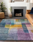 LOOMLAN Rugs Kyra Blue Washable Indoor-Outdoor Rug