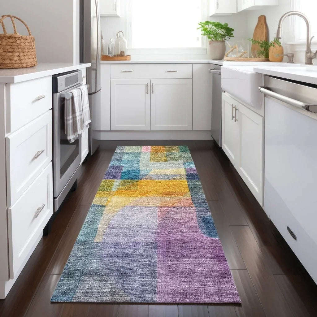 LOOMLAN Rugs Kyra Blue Washable Indoor-Outdoor Rug