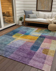 LOOMLAN Rugs Kyra Blue Washable Indoor-Outdoor Rug