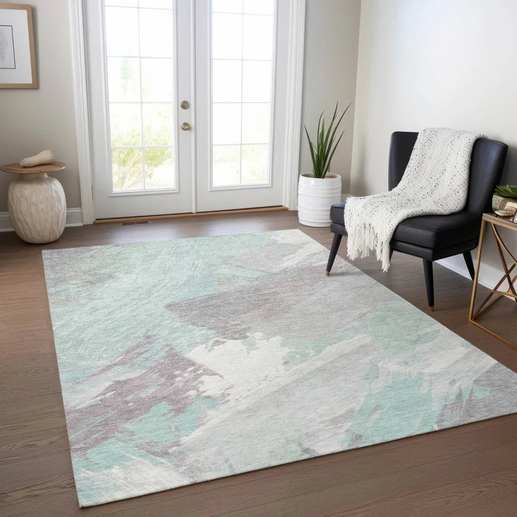 LOOMLAN Rugs Lanariyah Blue Washable Indoor-Outdoor Rug