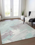 LOOMLAN Rugs Lanariyah Blue Washable Indoor-Outdoor Rug