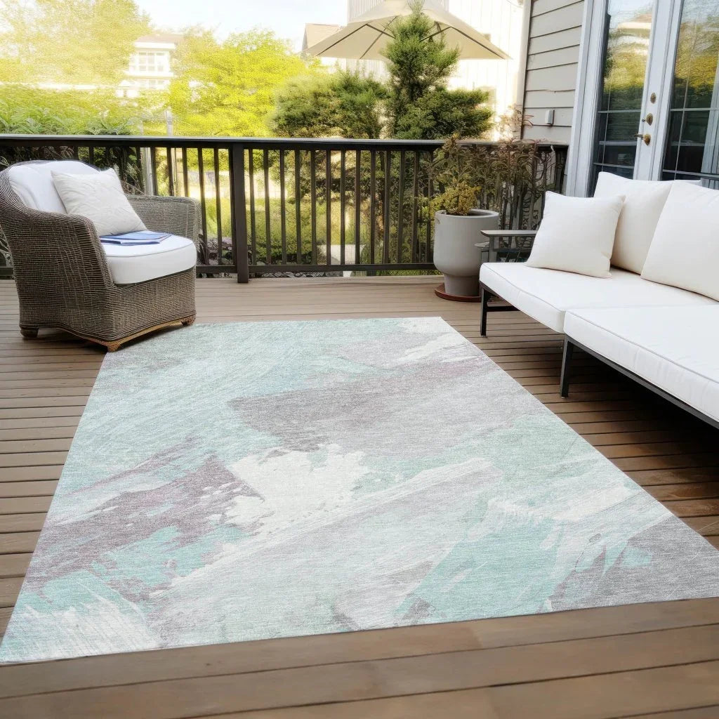 LOOMLAN Rugs Lanariyah Blue Washable Indoor-Outdoor Rug
