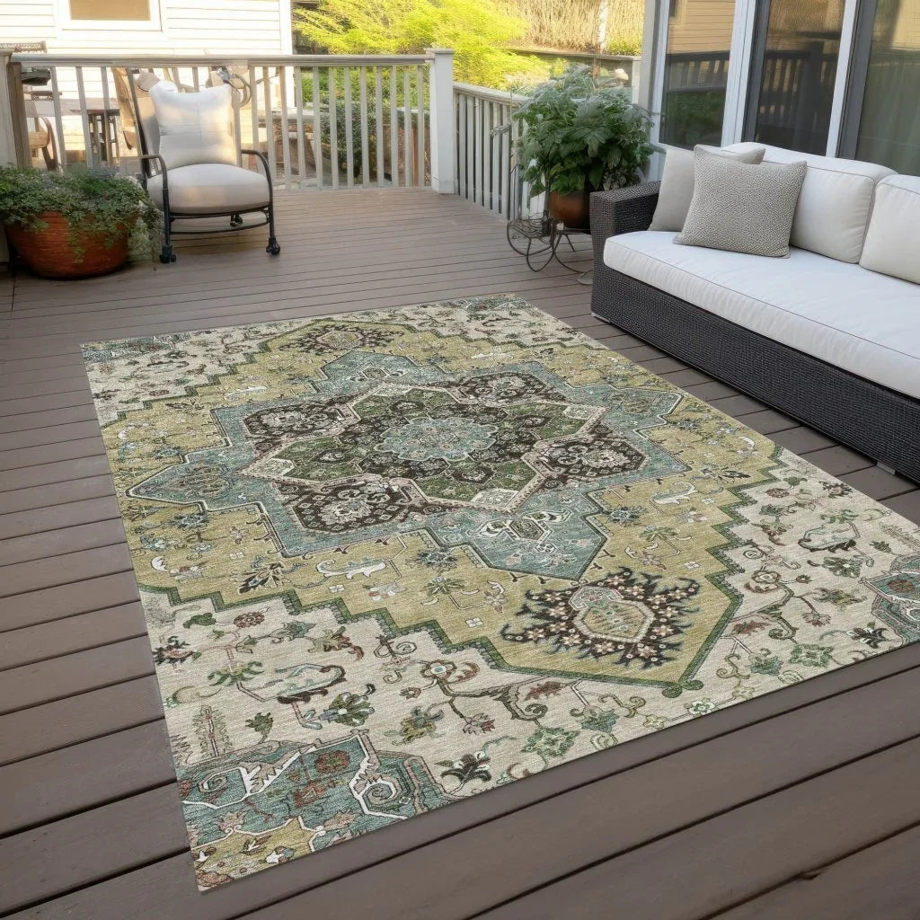 LOOMLAN Rugs Lani Beige Washable Indoor-Outdoor Rug