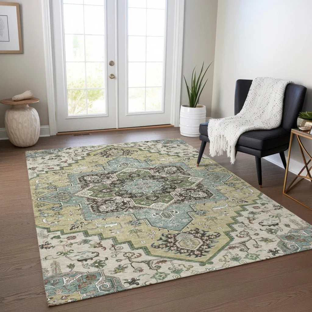 LOOMLAN Rugs Lani Beige Washable Indoor-Outdoor Rug