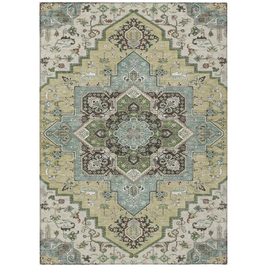 LOOMLAN Rugs Lani Beige Washable Indoor-Outdoor Rug
