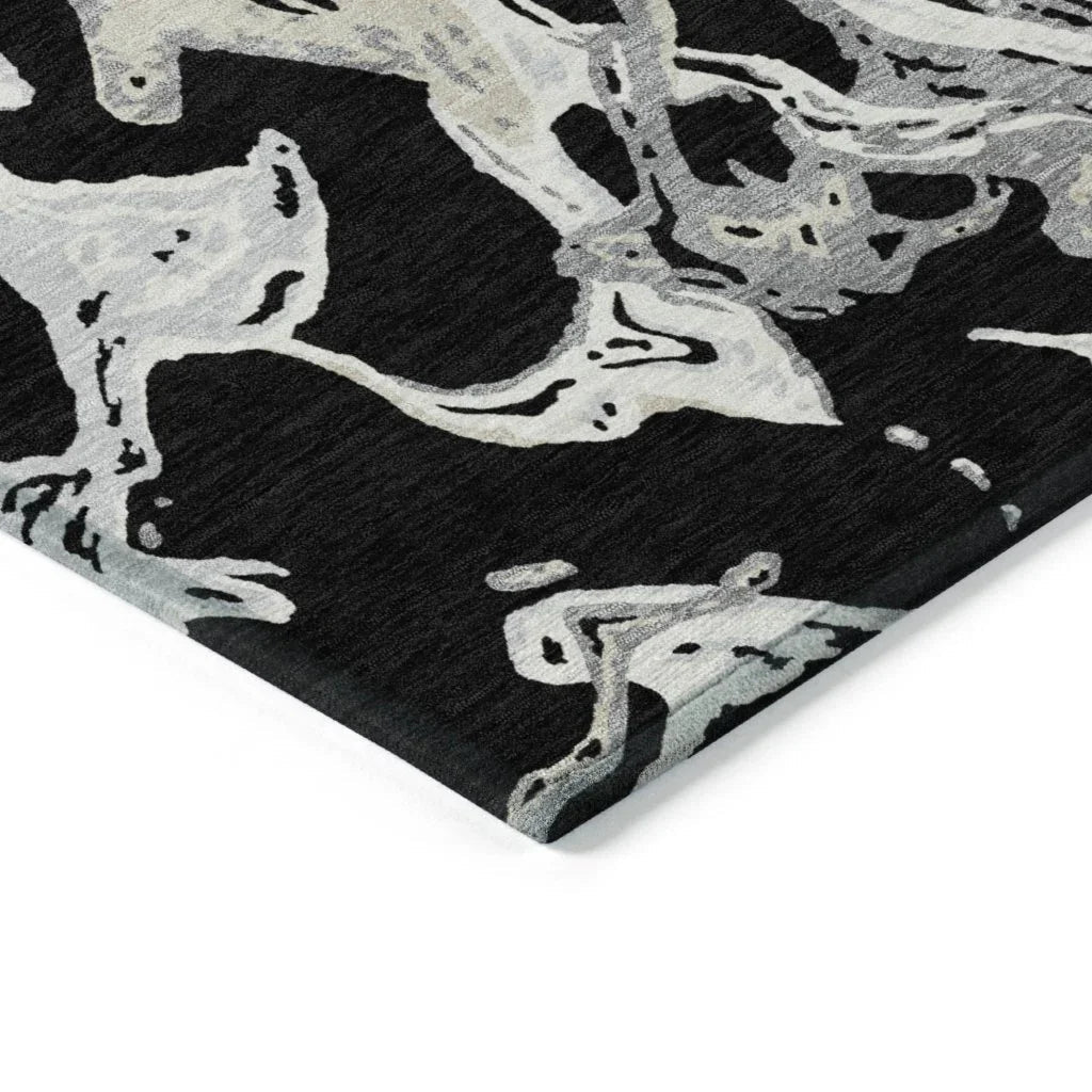 LOOMLAN Rugs Lani Black Washable Indoor-Outdoor Rug
