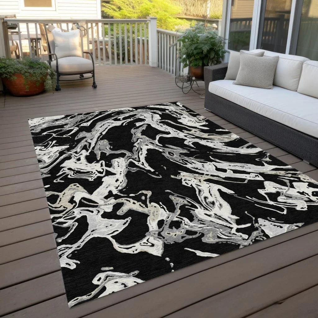 LOOMLAN Rugs Lani Black Washable Indoor-Outdoor Rug