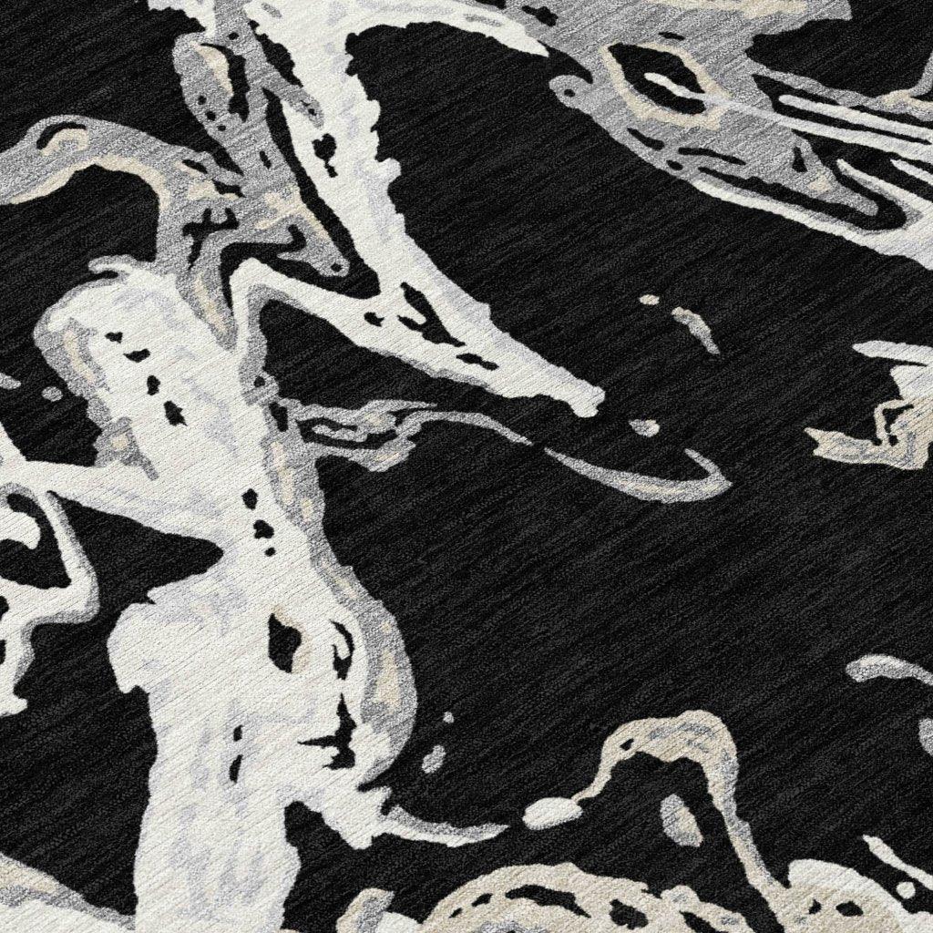 LOOMLAN Rugs Lani Black Washable Indoor-Outdoor Rug