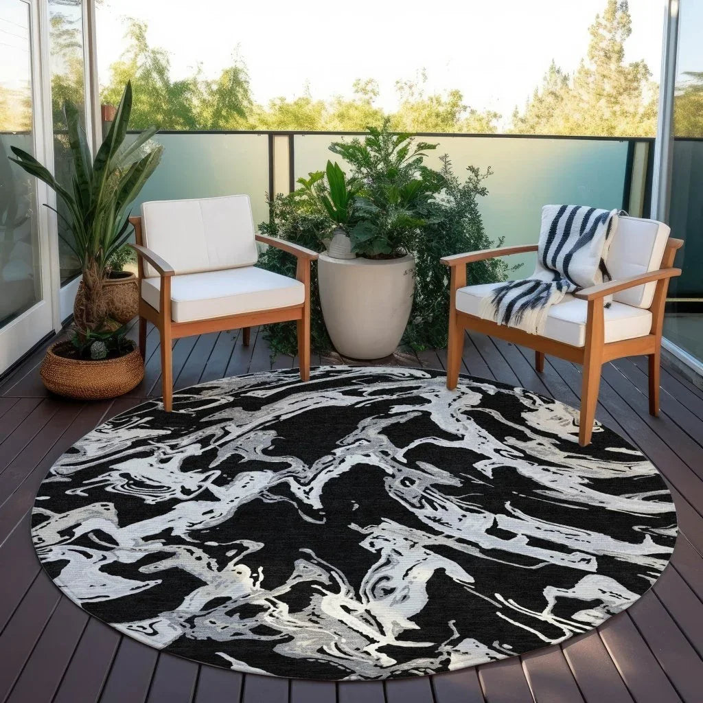 LOOMLAN Rugs Lani Black Washable Indoor-Outdoor Rug
