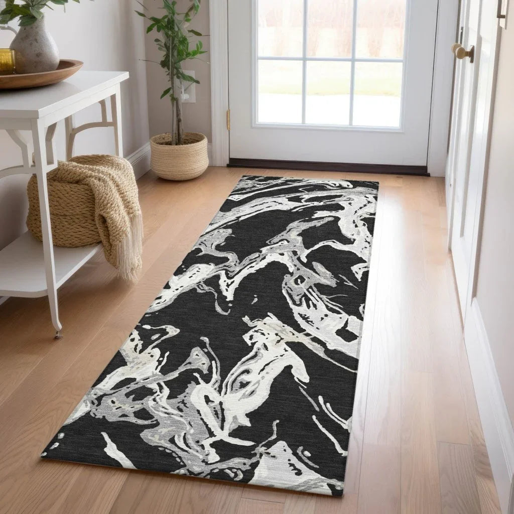 LOOMLAN Rugs Lani Black Washable Indoor-Outdoor Rug