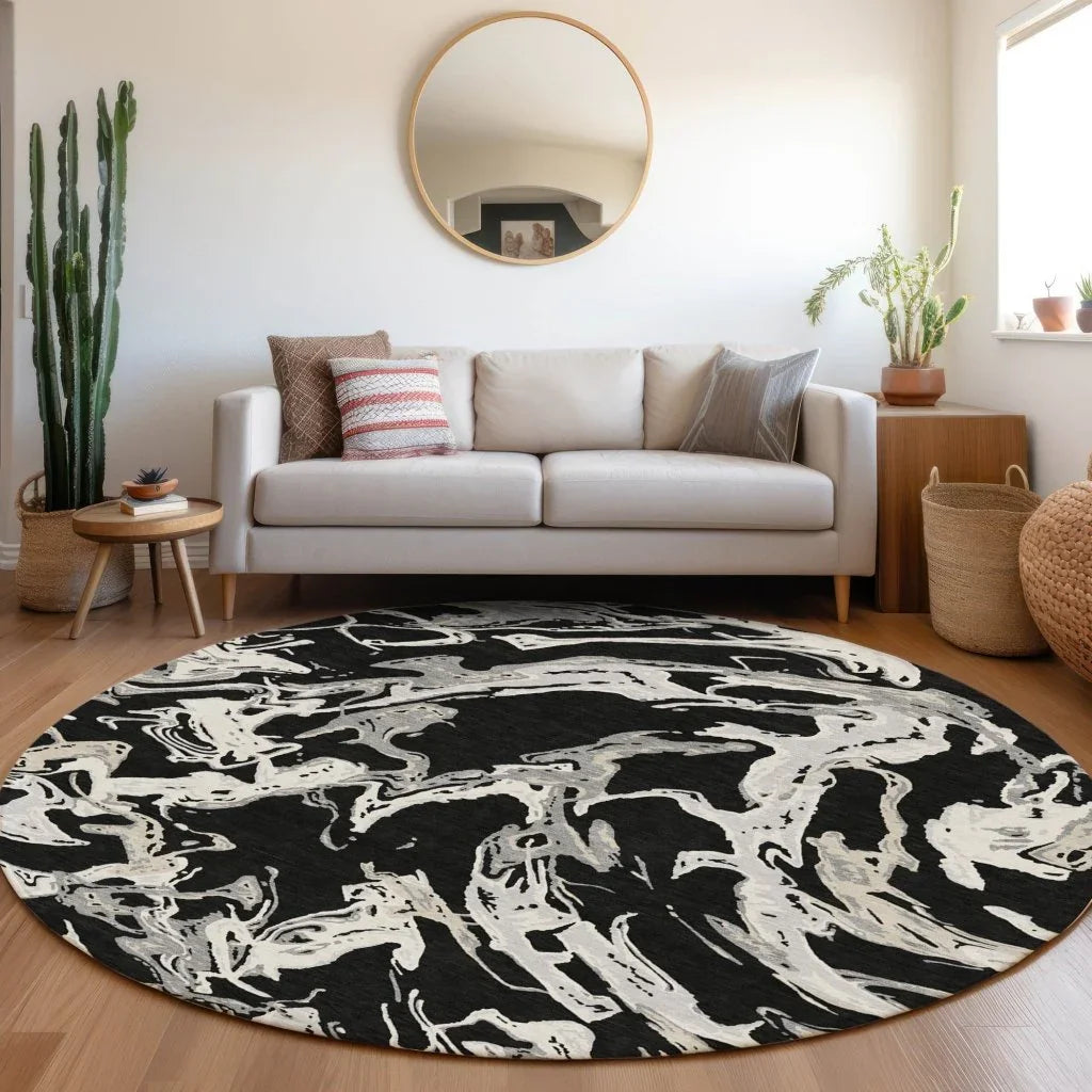 LOOMLAN Rugs Lani Black Washable Indoor-Outdoor Rug