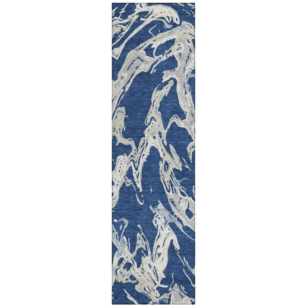 LOOMLAN Rugs Lani Blue Washable Indoor-Outdoor Rug