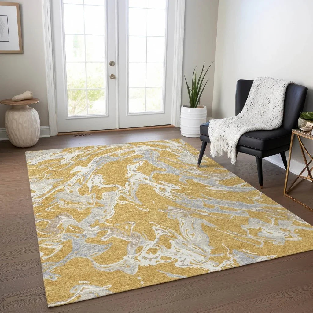 LOOMLAN Rugs Lani Gold Washable Indoor-Outdoor Rug