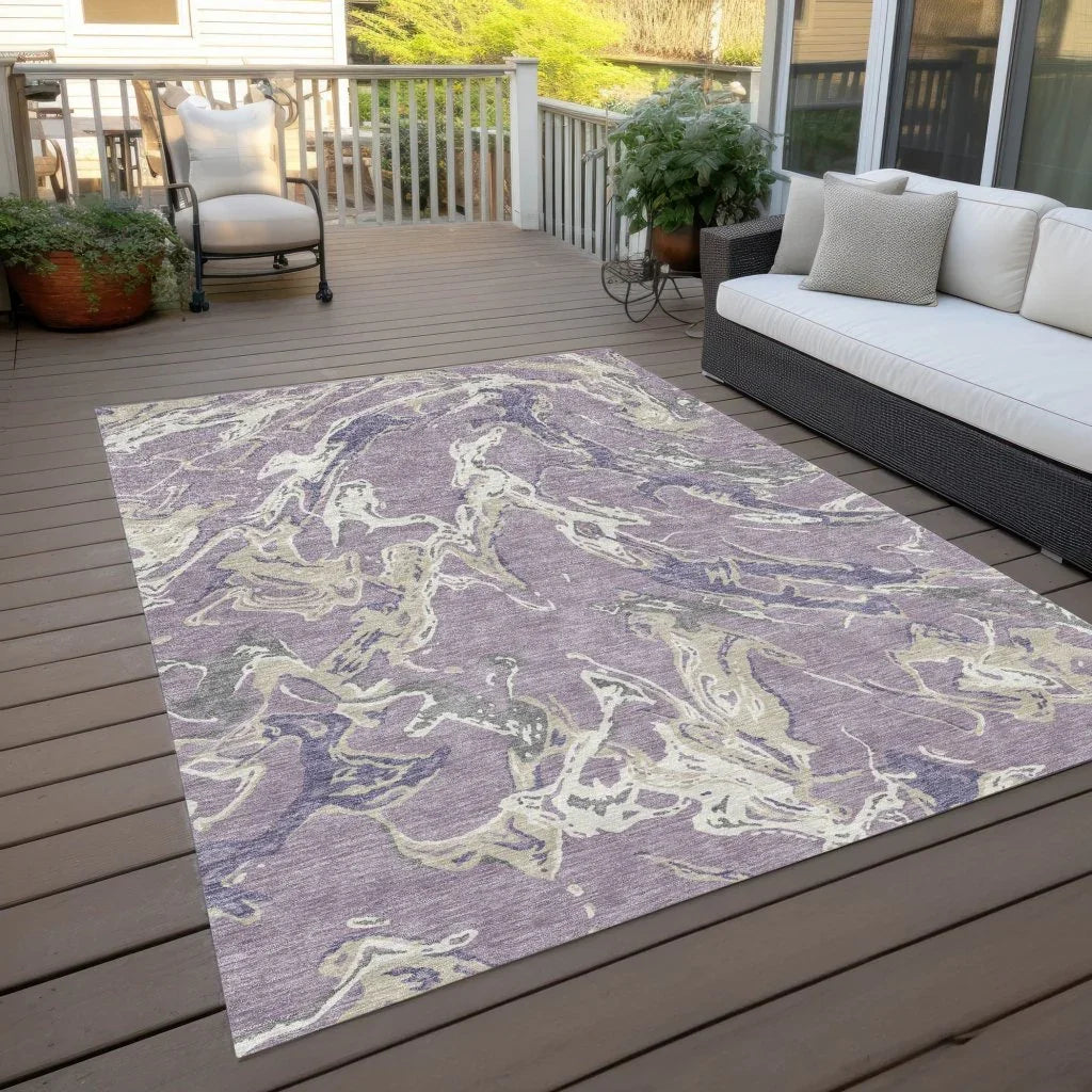 LOOMLAN Rugs Lani Purple Washable Indoor-Outdoor Rug