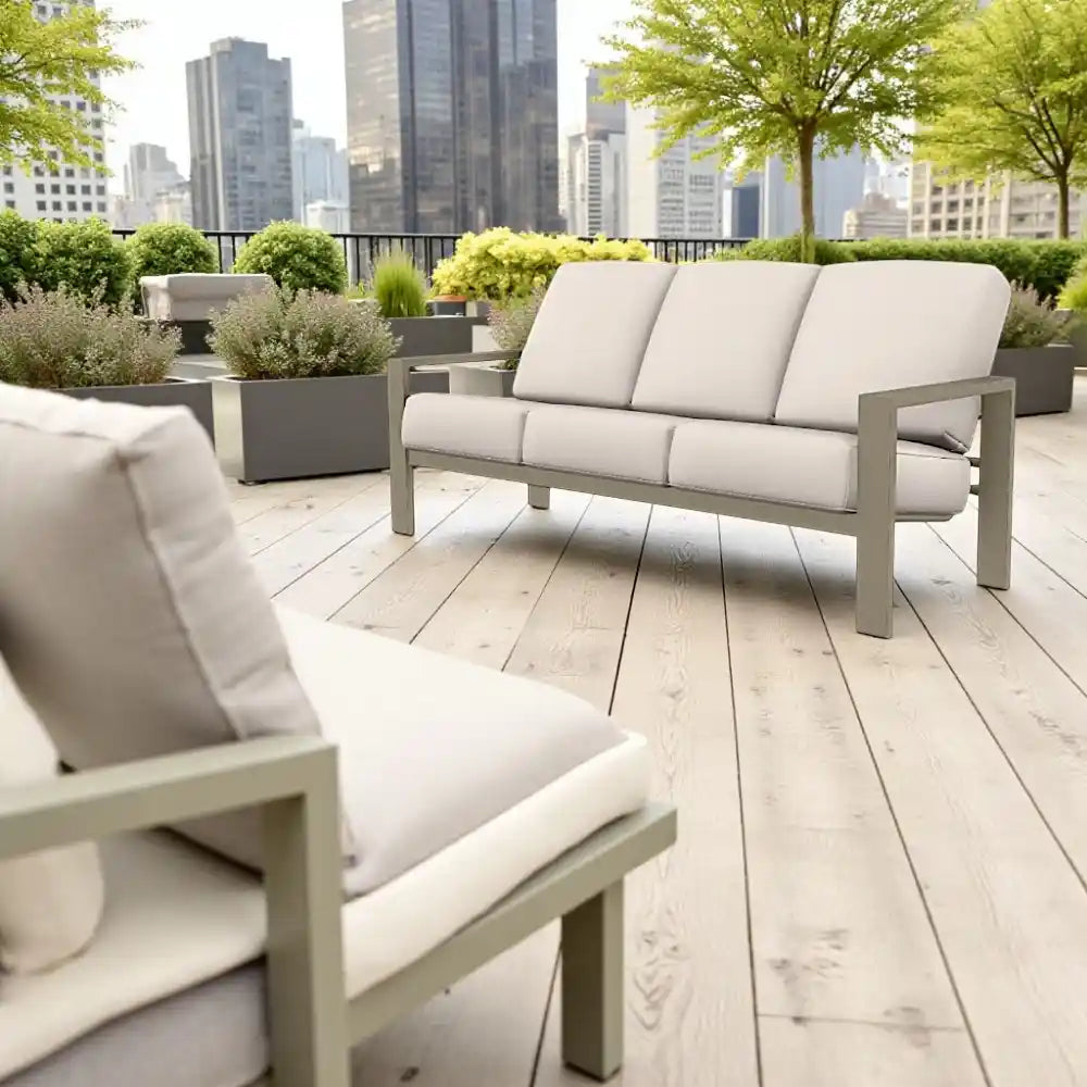 Telescope Larssen Deep Seat Cushion Three-Seat Outdoor Sofa
