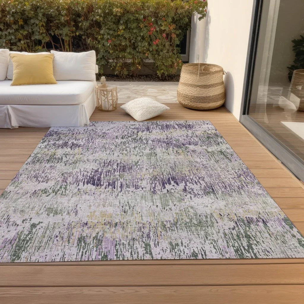 LOOMLAN Rugs Laurisse Purple Washable Indoor-Outdoor Rug