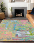 LOOMLAN Rugs Lavara Pink Washable Indoor-Outdoor Rug