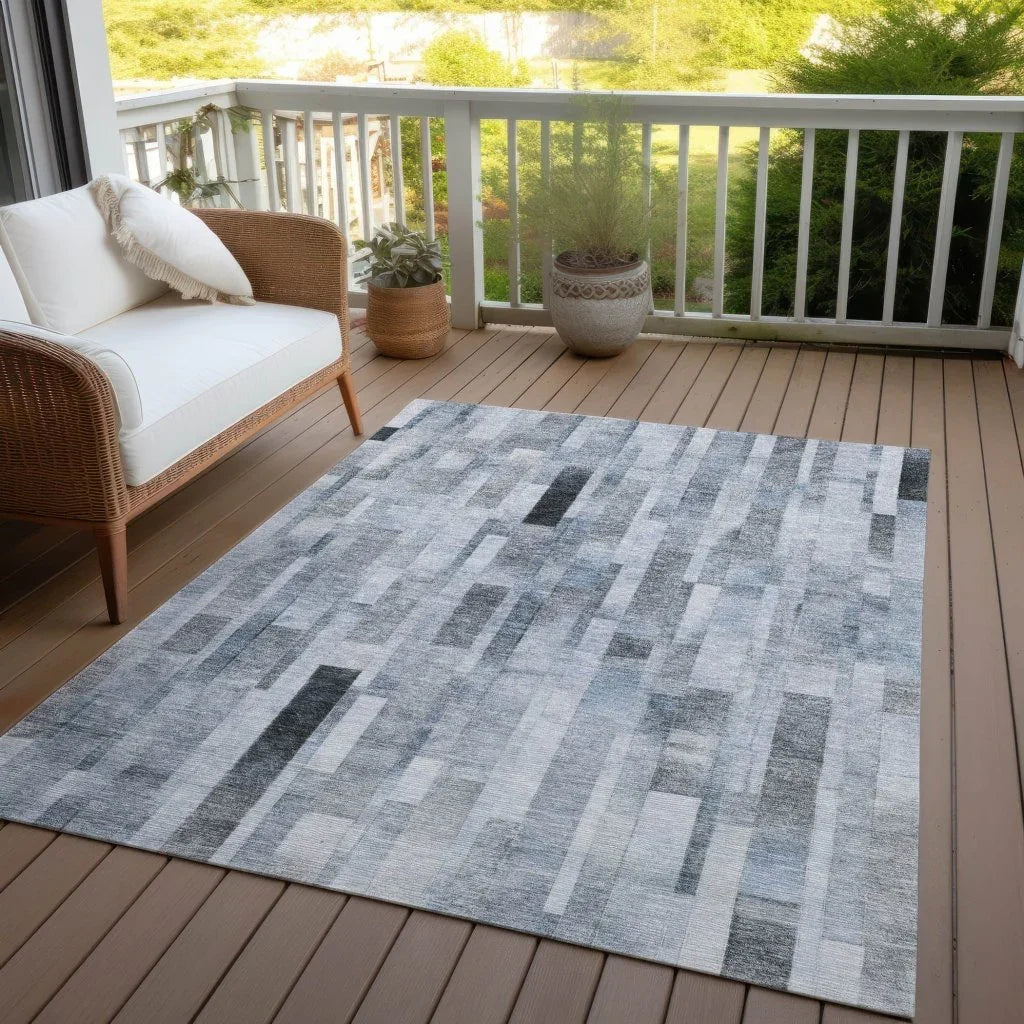 LOOMLAN Rugs Laventhia Blue Washable Indoor-Outdoor Rug