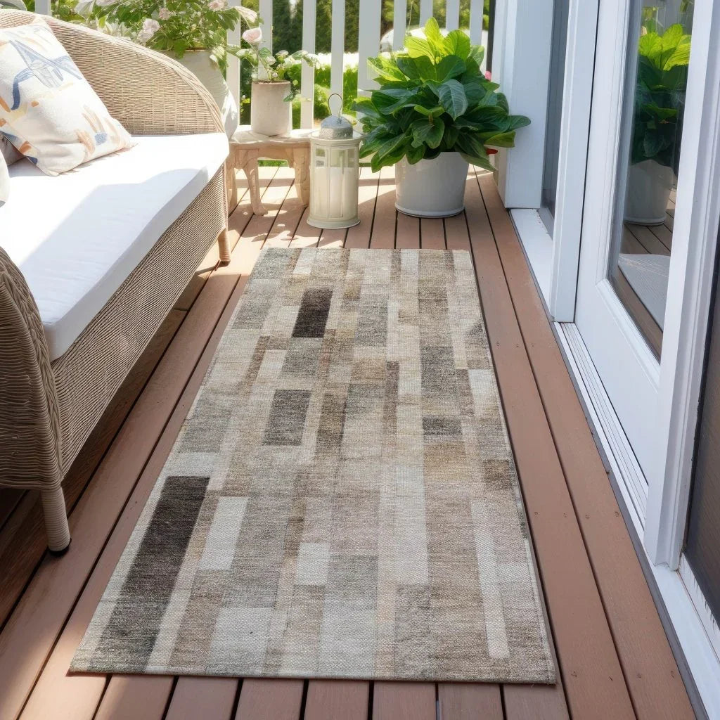 LOOMLAN Rugs Laventhia Brown Washable Indoor-Outdoor Rug