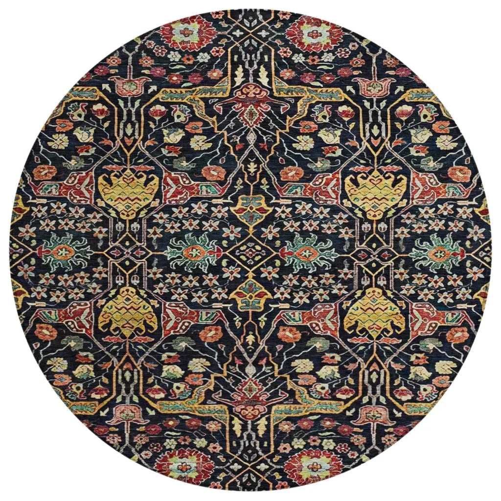 LOOMLAN Rugs Leon Black Washable Indoor-Outdoor Rug