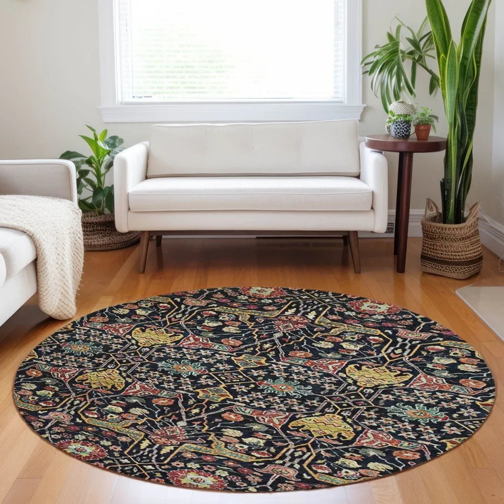 LOOMLAN Rugs Leon Black Washable Indoor-Outdoor Rug