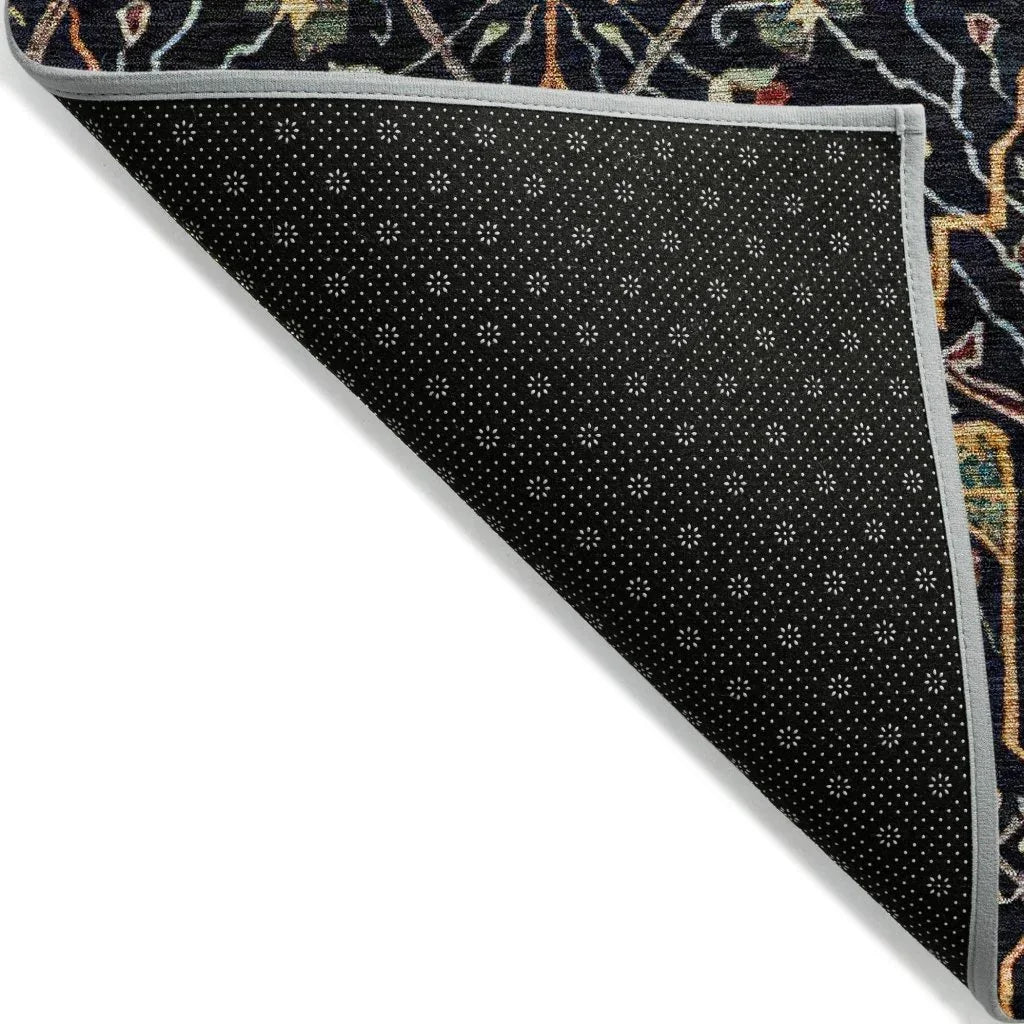 LOOMLAN Rugs Leon Black Washable Indoor-Outdoor Rug