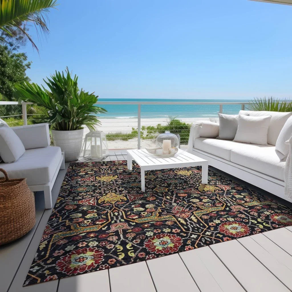 LOOMLAN Rugs Leon Black Washable Indoor-Outdoor Rug