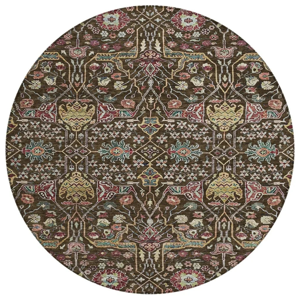 LOOMLAN Rugs Leon Brown Washable Indoor-Outdoor Rug