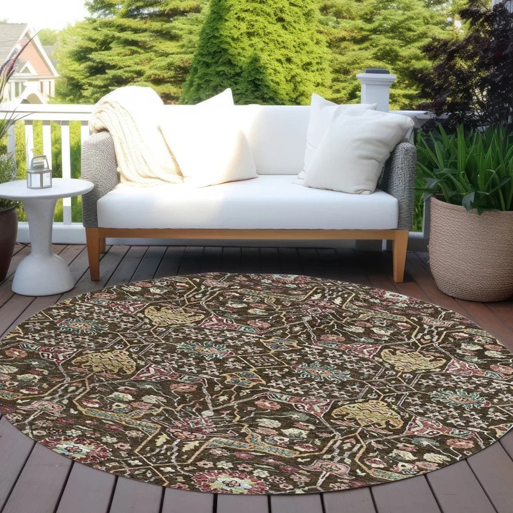 LOOMLAN Rugs Leon Brown Washable Indoor-Outdoor Rug