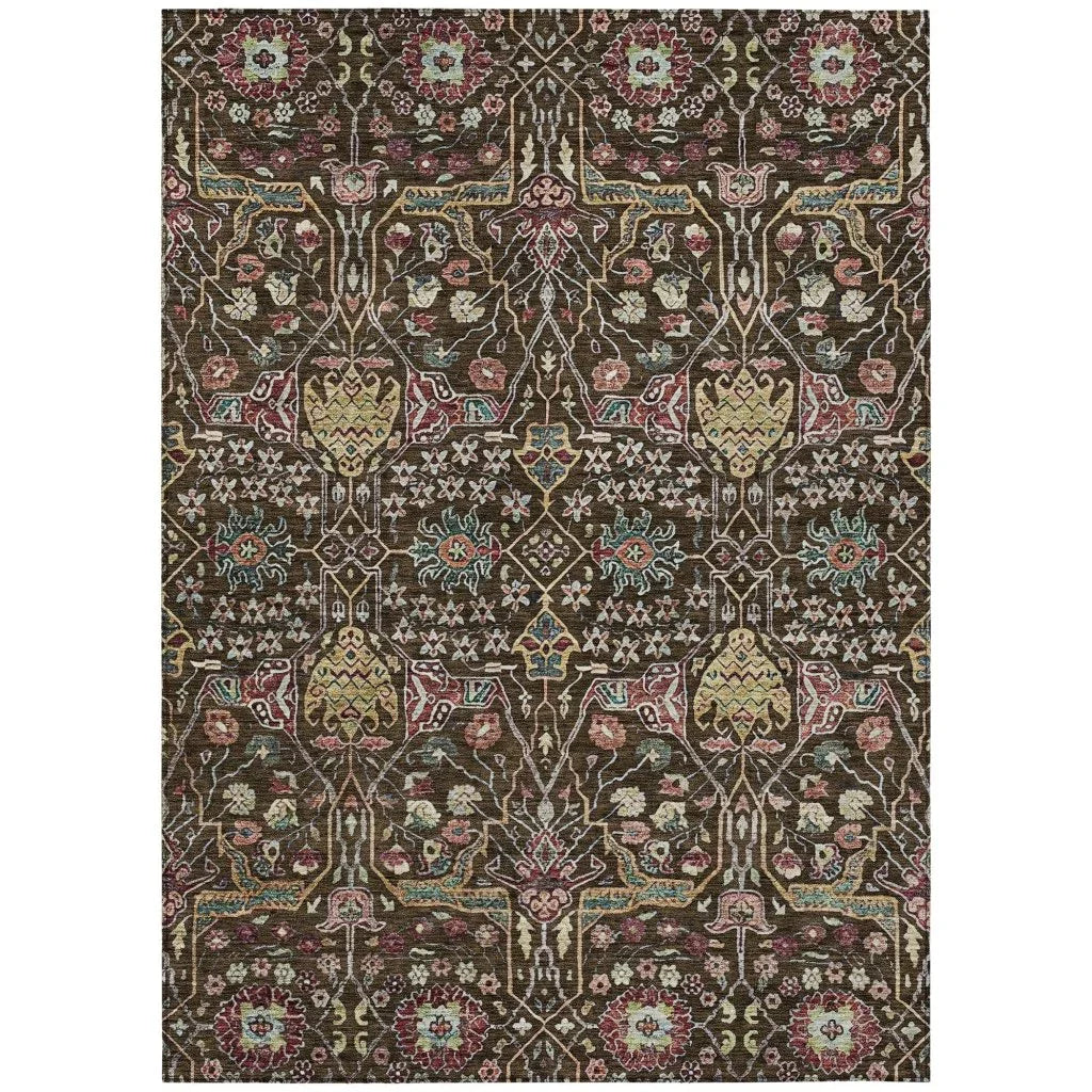 LOOMLAN Rugs Leon Brown Washable Indoor-Outdoor Rug