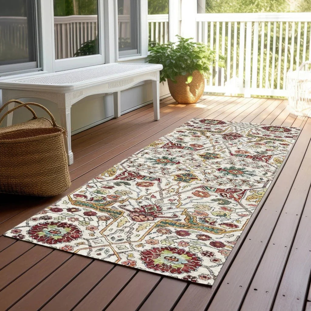 LOOMLAN Rugs Leon Ivory Washable Indoor-Outdoor Rug