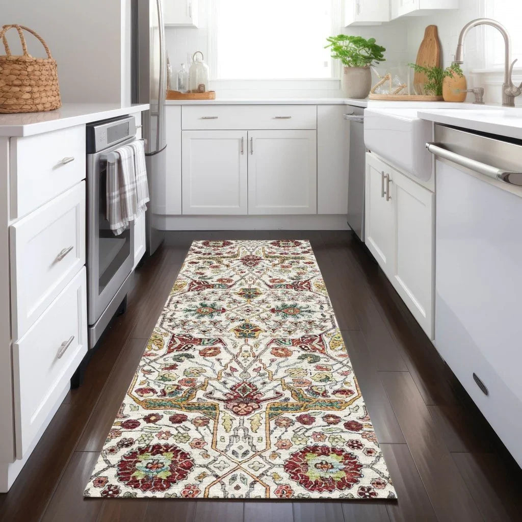 LOOMLAN Rugs Leon Ivory Washable Indoor-Outdoor Rug