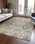 LOOMLAN Rugs Leyrana Ivory Washable Indoor-Outdoor Rug