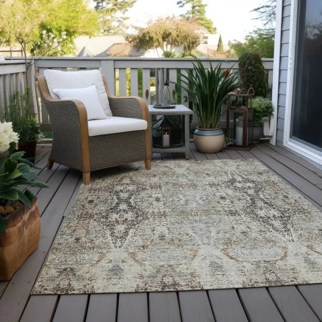LOOMLAN Rugs Leyrana Ivory Washable Indoor-Outdoor Rug