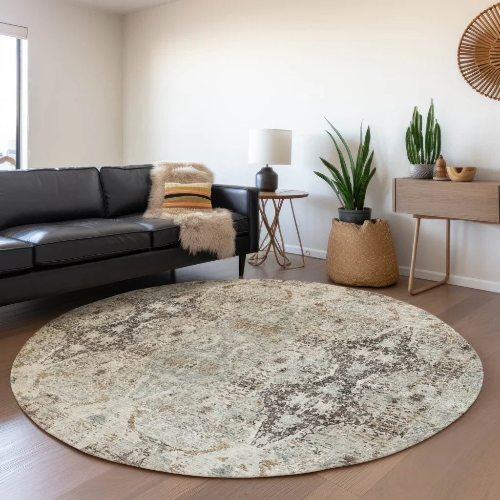 LOOMLAN Rugs Leyrana Ivory Washable Indoor-Outdoor Rug