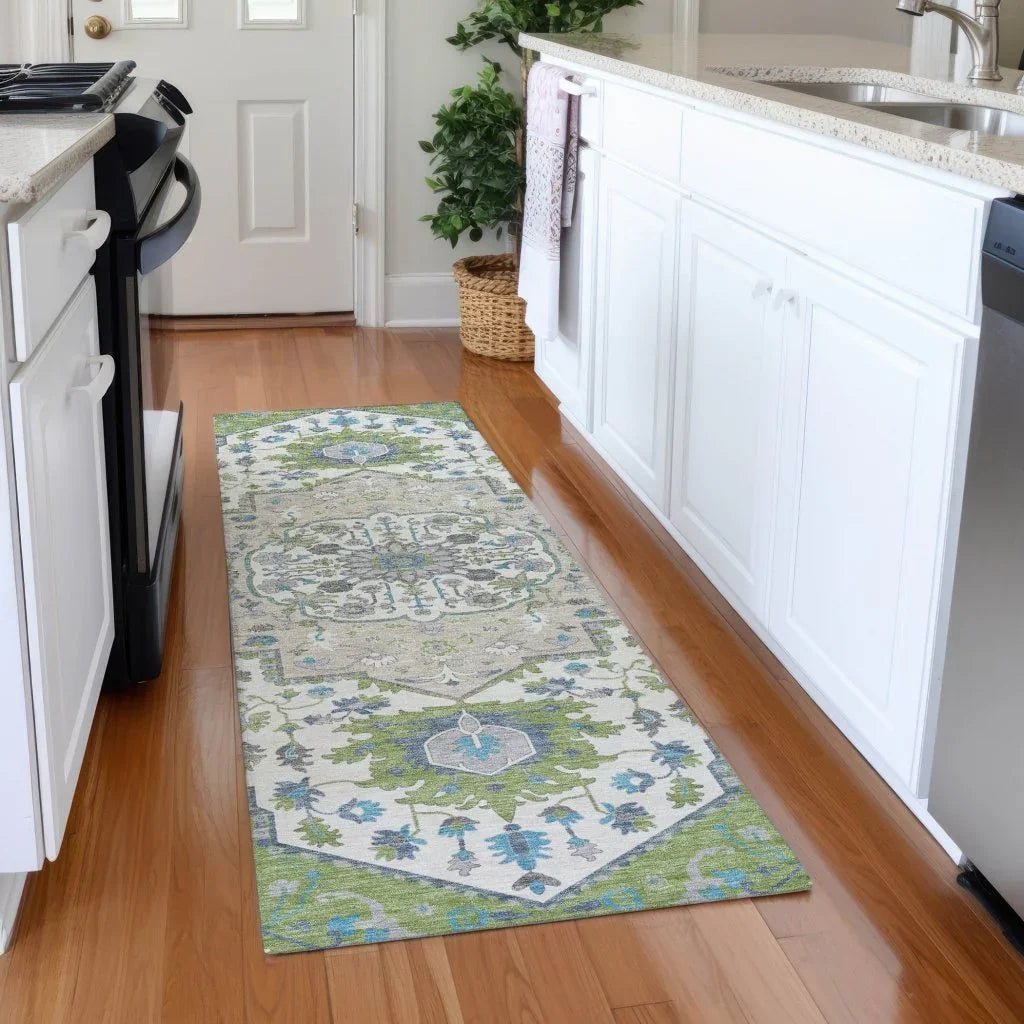 LOOMLAN Rugs Lidia Green Washable Indoor-Outdoor Rug