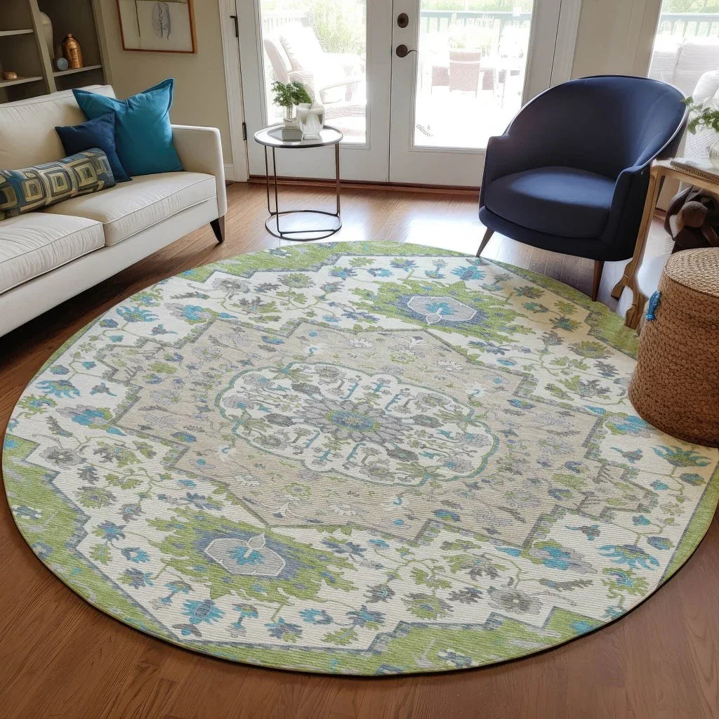 LOOMLAN Rugs Lidia Green Washable Indoor-Outdoor Rug