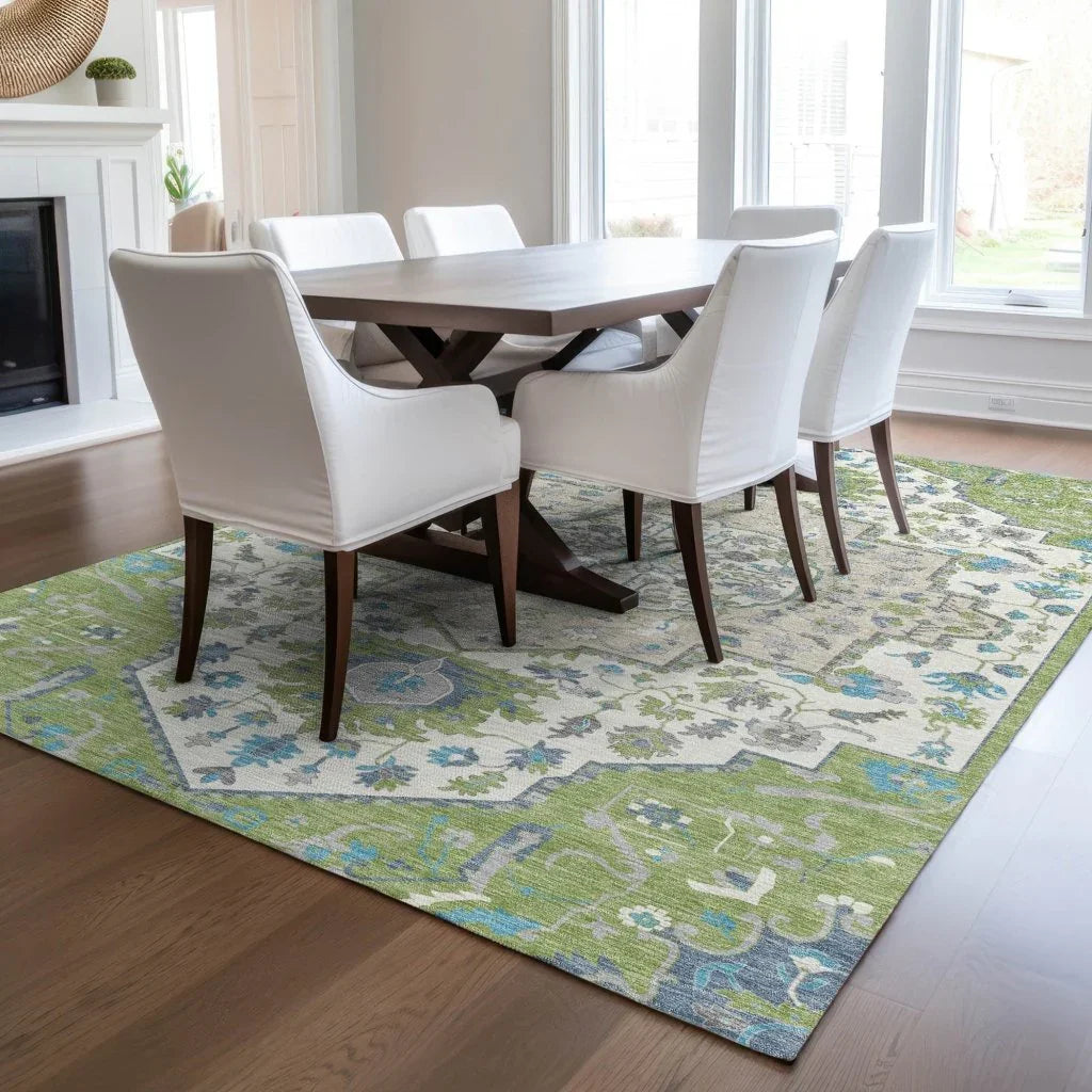 LOOMLAN Rugs Lidia Green Washable Indoor-Outdoor Rug