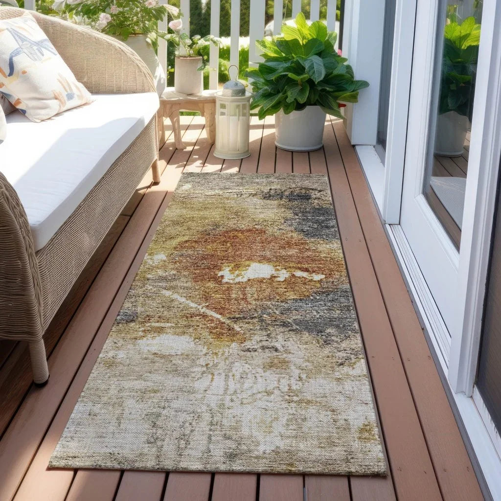 LOOMLAN Rugs Linta Brown Washable Indoor-Outdoor Rug