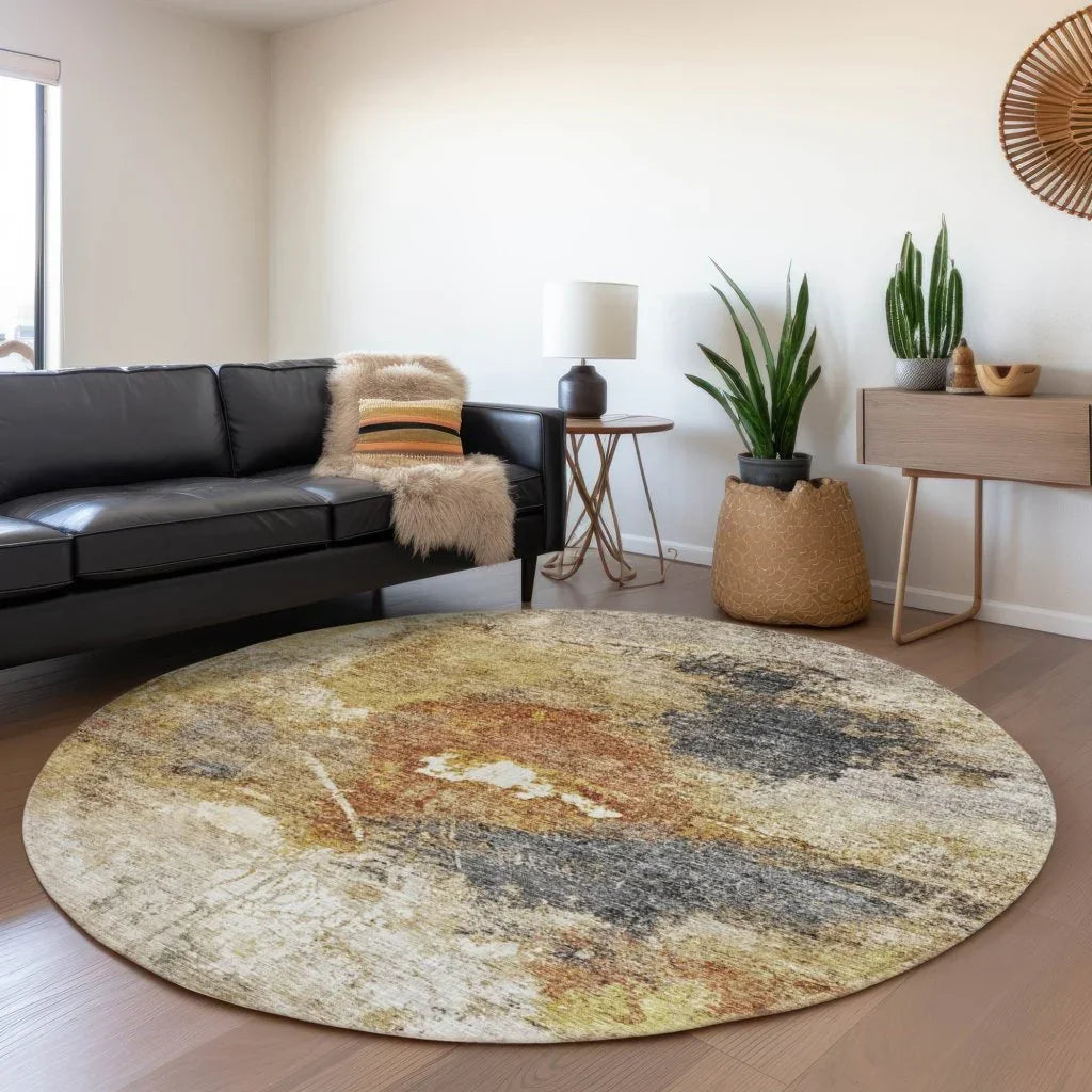 LOOMLAN Rugs Linta Brown Washable Indoor-Outdoor Rug