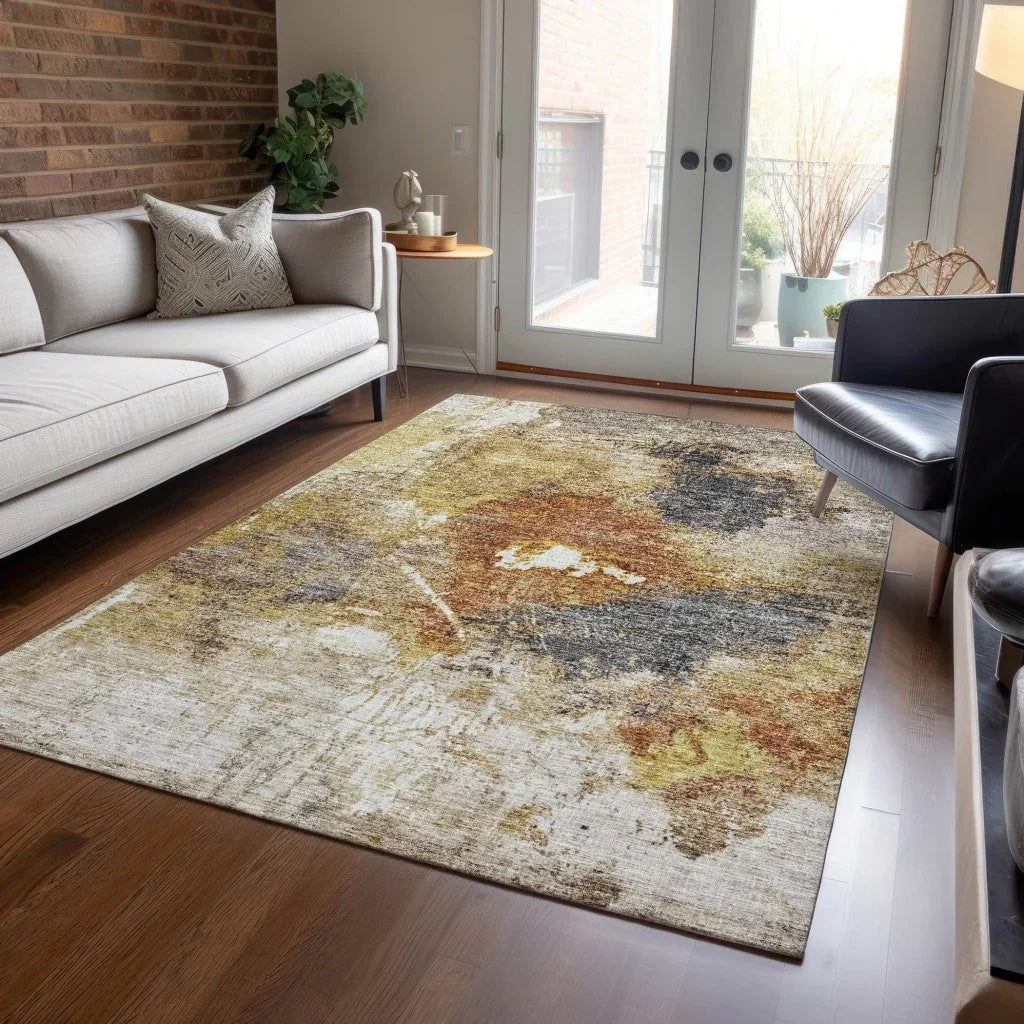 LOOMLAN Rugs Linta Brown Washable Indoor-Outdoor Rug